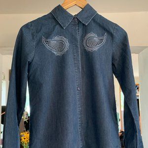 Embroidered Denim Shirt - XS (Something Else by Natalie Wood)